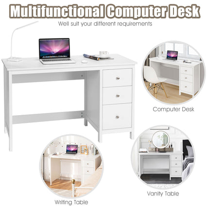 Computer Desk Drawers Study Writing Table Workstation White