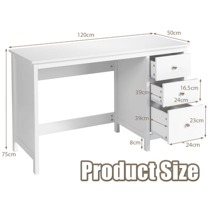 Computer Desk Drawers Study Writing Table Workstation White