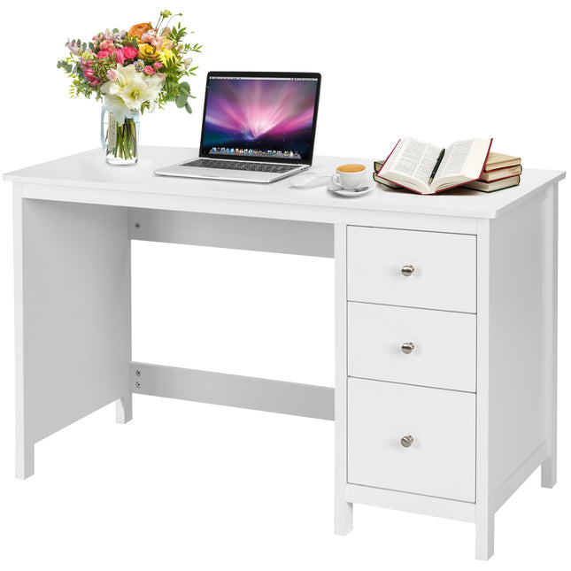 Computer Desk Drawers Study Writing Table Workstation White