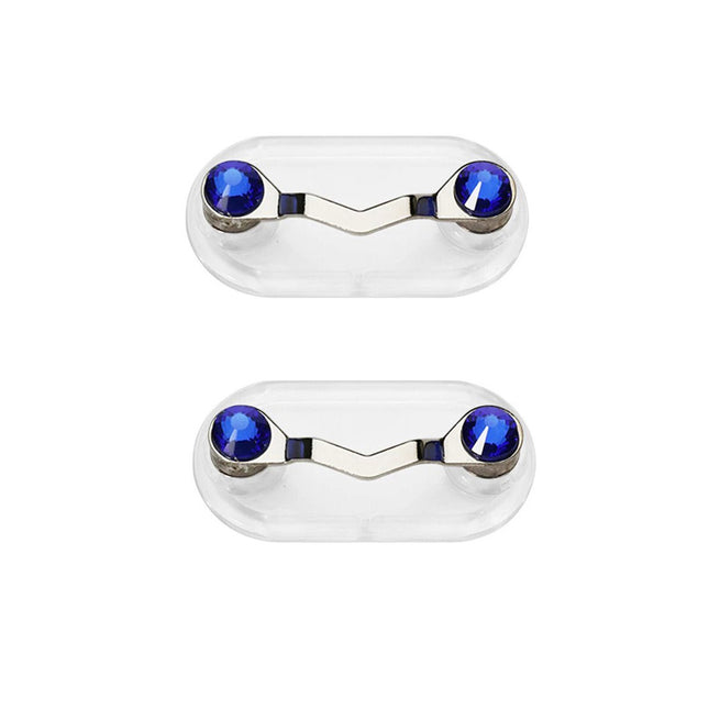 2Pcs Stainless Steel Eyeglass Holder Clip for Spectacles and Sunglasses-Dark Blue