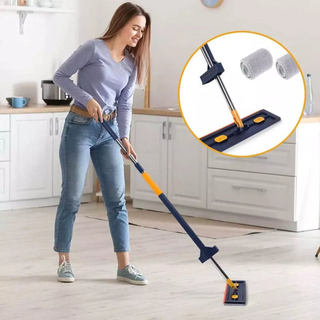 New Upgrade Style Large Flat Mop, 360°Rotating Magic Self Wringing Mop+2 Pads