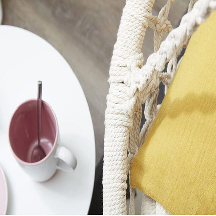 White Hammock Chair Macrame Cotton Swing Bed Relax Indoor Outdoor Hanging Garden