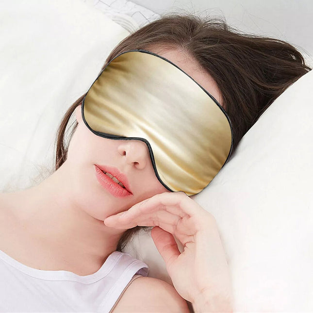100% Pure Silk Sleeping Eye Mask Sleep Soft Blindfold Lights Out Travel Relax Golden