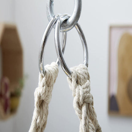 White Hammock Chair Macrame Cotton Swing Bed Relax Indoor Outdoor Hanging Garden