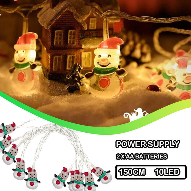 Snowman 1.5m warm white LED string lights with 10 LEDs