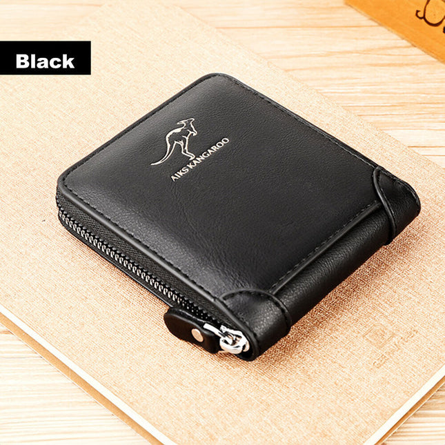 Black Men's Leather Wallet RFID Blocking Credit ID Card Cash Holder Purse