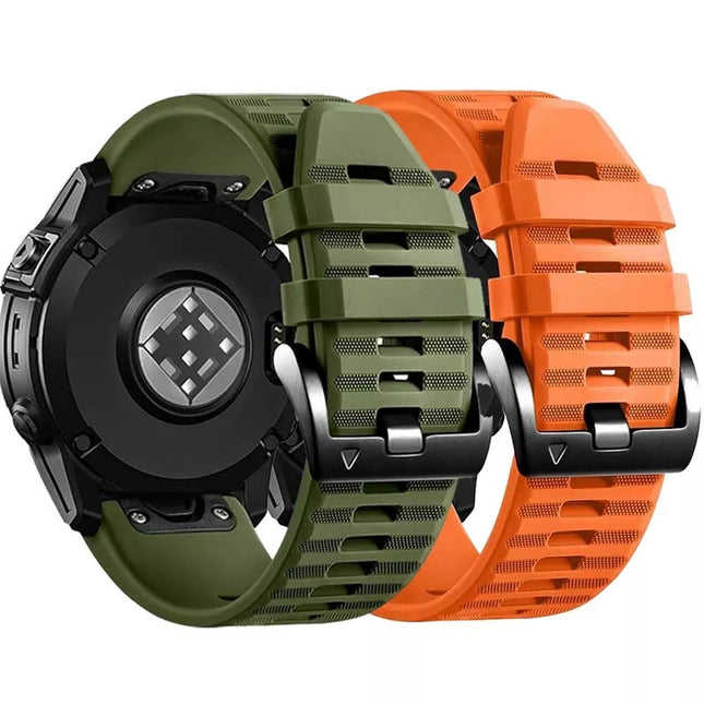 2Pack Replacement Sport Band Strap For Garmin Fenix 5 6 6x/7 7 Plus 7x Plus Orange & Olive