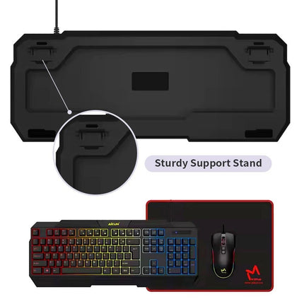 3-in-1 Gaming Keyboard Mouse Pad Set Backlit Rubber Dome Keyboard 3600DPI Mouse