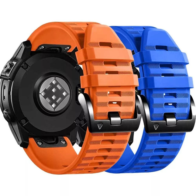 2Pack Replacement Sport Band Strap For Garmin Fenix 5 6 6x/7 7 Plus 7x Plus Blue and Orange