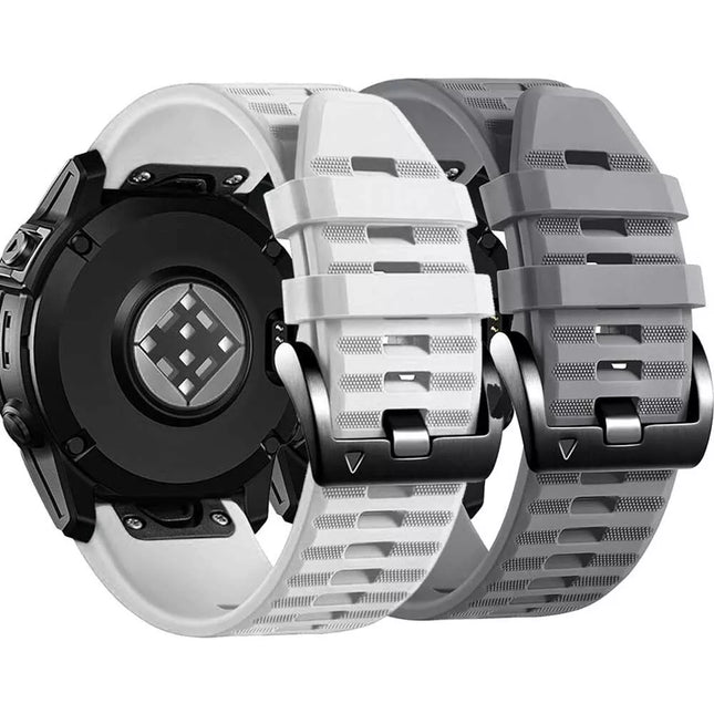 2Pack Replacement Sport Band Strap For Garmin Fenix 5 6 6x/7 7 Plus 7x Plus White & Grey
