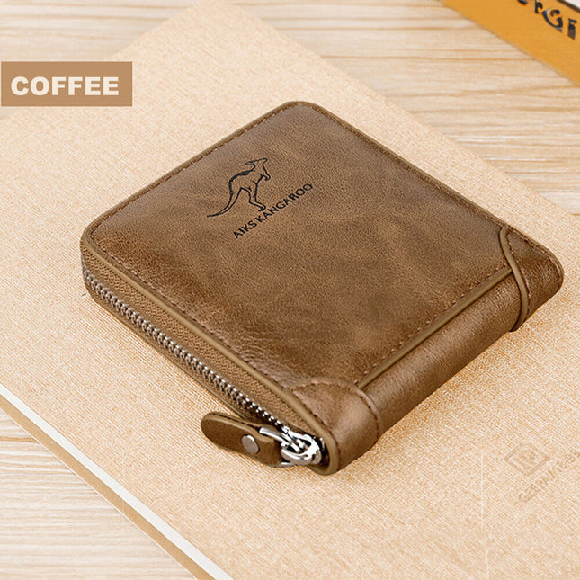 Coffee Men's Leather Wallet RFID Blocking Credit ID Card Cash Holder Purse