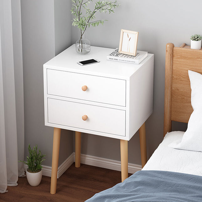 Bedside Table Drawers Side Table Nightstand White Storage Cabinet Wood Furniture