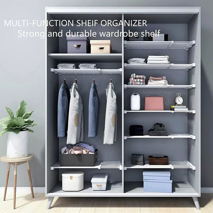 75-120cm Expandable Tension Shelf Adjustable Rack Hanger Rod Kitchen Organiser Separator