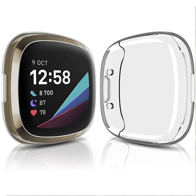 Clear Fitbit Versa 4 / Sense 2 Case Cover Screen Protector Full Coverage Watch
