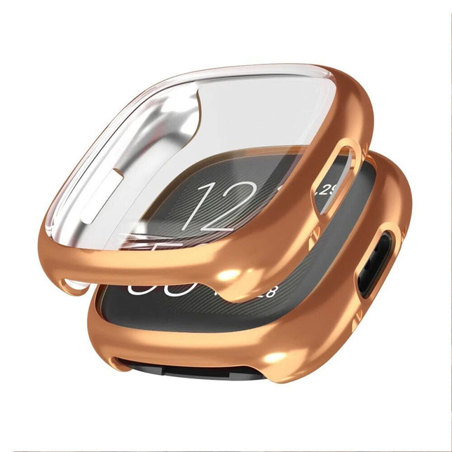 Rose Gold Fitbit Versa 3 / Sense Case Cover Screen Protector Full Coverage Watch