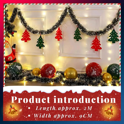 10 Pcs Christmas Tinsel Party Xmas Garland Decoration Tree Home Decor Ornaments Green