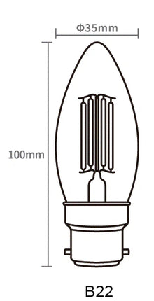 5 x LED Filament Candle Lamp B22 4W 3000k Warm White Light 450 lm Glass Bulb SAA