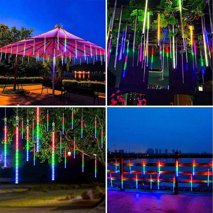 Purple 288 LEDS Christmas Solar Meteor Shower Lights Falling Star Rain Drop Icicle Light