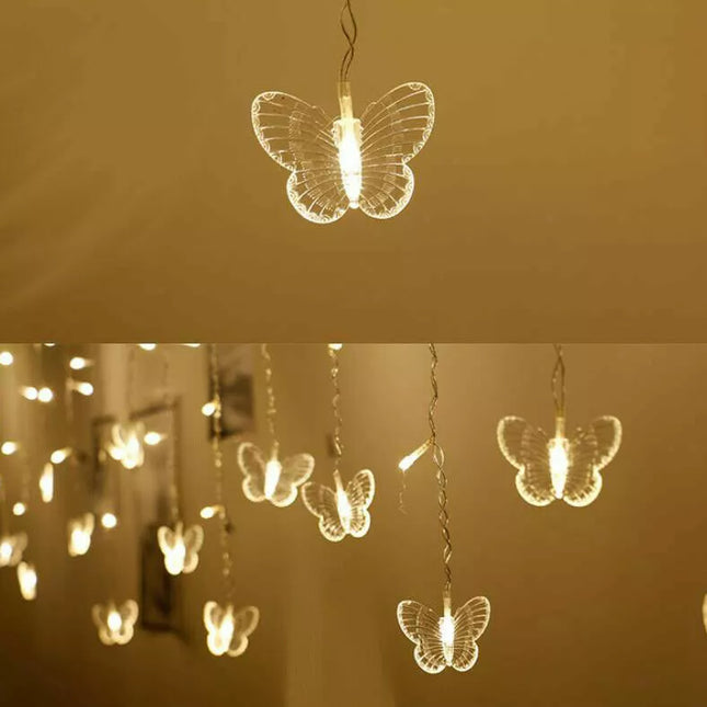 Butterfly 96 LED Fairy String Curtain Lights Christmas Party Wedding Decor Lamp