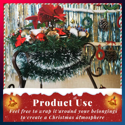 10 Pcs Christmas Tinsel Party Xmas Garland Decoration Tree Home Decor Ornaments Green