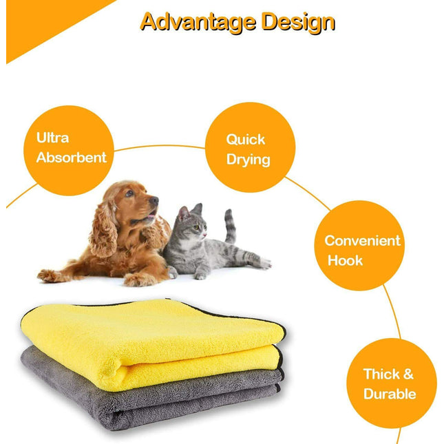3pcs Pet Drying Towel Ultra-absorbent Water Dog Cat Bath Microfiber Clean Soft Cloth