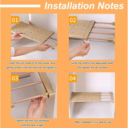 75-120cm Expandable Tension Shelf Adjustable Rack Hanger Rod Kitchen Organiser Separator