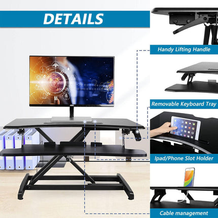 Standing Desk Laptop Riser Height Adjustable Stand Up Sit Stand Computer Shelf