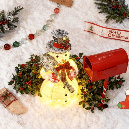 Solar powered Christmas Decoration Lights Snowman Metal Frame LED Light Iron