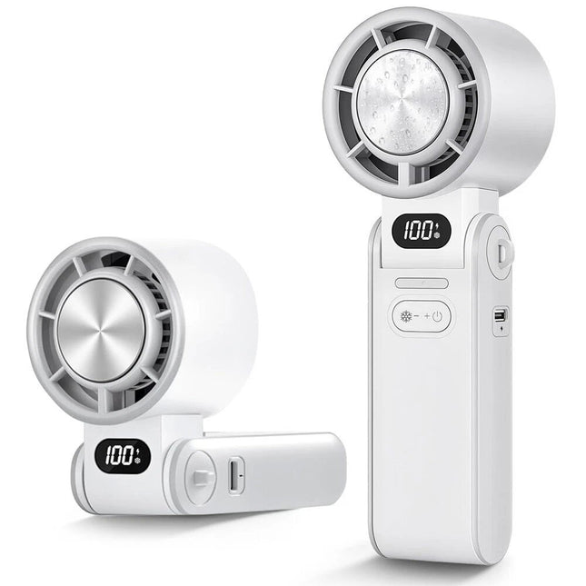 White Strong Wind Cooling Fan Portable Handheld Turbo Fan Speeds Neck Blower Mini