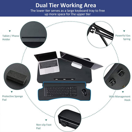 Standing Desk Laptop Riser Height Adjustable Stand Up Sit Stand Computer Shelf