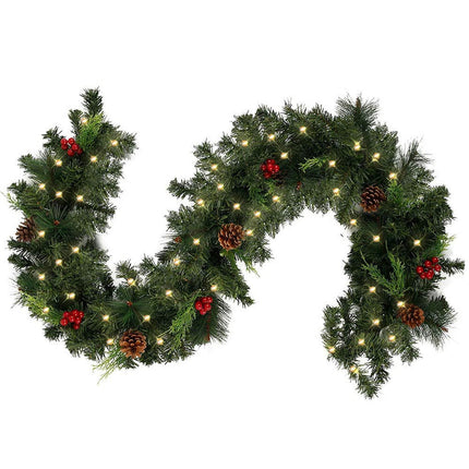 1.8M Christmas Garlands with Pinecones Red Berries Artificial Christmas Wreaths
