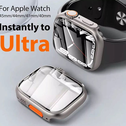 Transform to Ultra For Apple Watch Case iWatch 10 9 46mm 42mm Screen Protector Titanium Gold