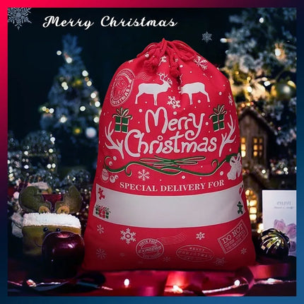 2PCS Red 50x70cm Canvas Hessian Christmas Santa Sack Xmas Stocking Reindeer Kids Gift Bag