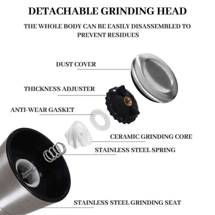 Large Stainless Steel Salt and Pepper Grinder Manual Ceramic Mills Glass Kitchen