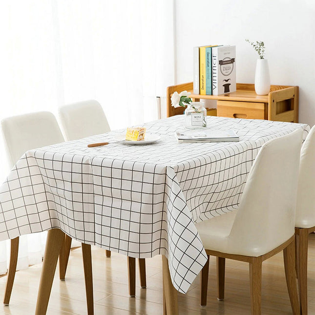 Nordic White Rectangle Table Cloth Water Stain Resistant PEVA Party Tablecloth Desk Cover Mat