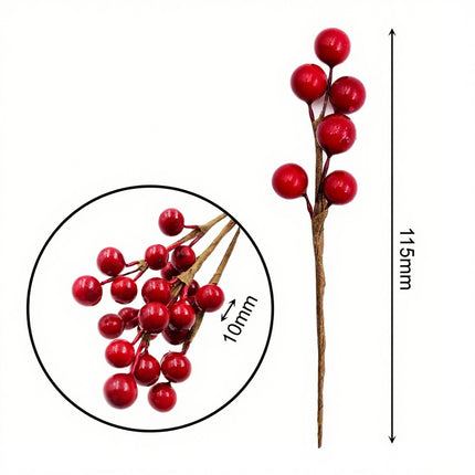 32x Christmas Red Holly Berry Decoration Craft Artificial Berry Picks Gift Wrap
