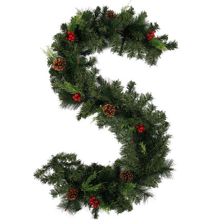 1.8M Christmas Garlands with Pinecones Red Berries Artificial Christmas Wreaths