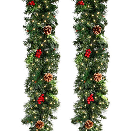 1.8M Christmas Garlands with Pinecones Red Berries Artificial Christmas Wreaths