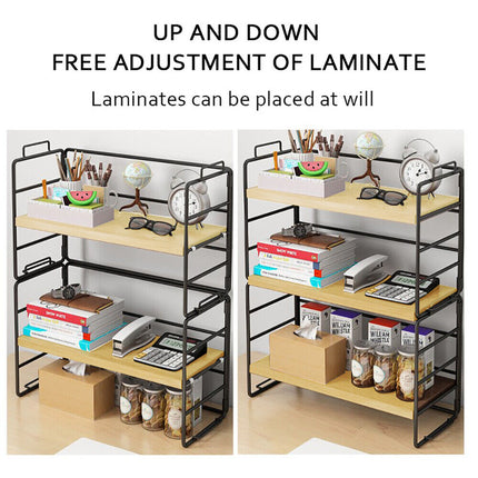 Stackable Desktop Storage Rack Shelf Desk Bookshelf Organizer Table Shelving