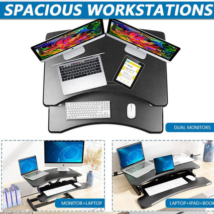 Standing Desk Laptop Riser Height Adjustable Stand Up Sit Stand Computer Shelf