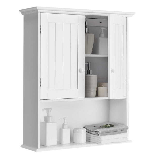 Wall Cabinet Bathroom Wooden Storage Organiser Kitchen Cupboard Home White