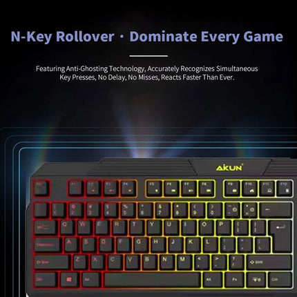 3-in-1 Gaming Keyboard Mouse Pad Set Backlit Rubber Dome Keyboard 3600DPI Mouse