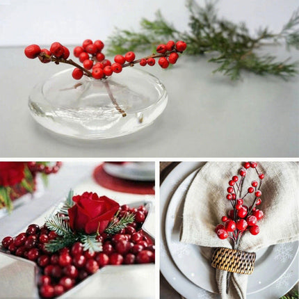 32x Christmas Red Holly Berry Decoration Craft Artificial Berry Picks Gift Wrap