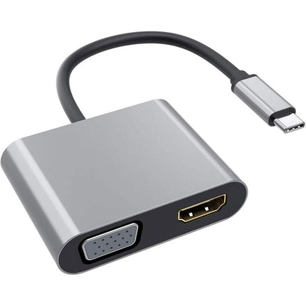 Type C USB 3.0 to VGA Female & HDMI 4K HD Data Charging HUB Cable Adapter