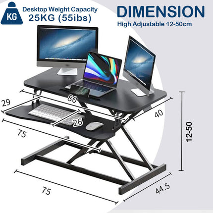 Standing Desk Laptop Riser Height Adjustable Stand Up Sit Stand Computer Shelf