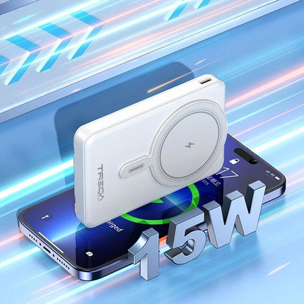 White 10000mAh Power Magnetic Bank Wireless Charging Portable Charger for iphone