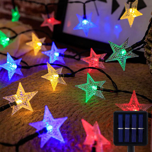 8 Modes Solar Powered String Lights Garden Fairy String Star Christmas Outdoor Multicolor