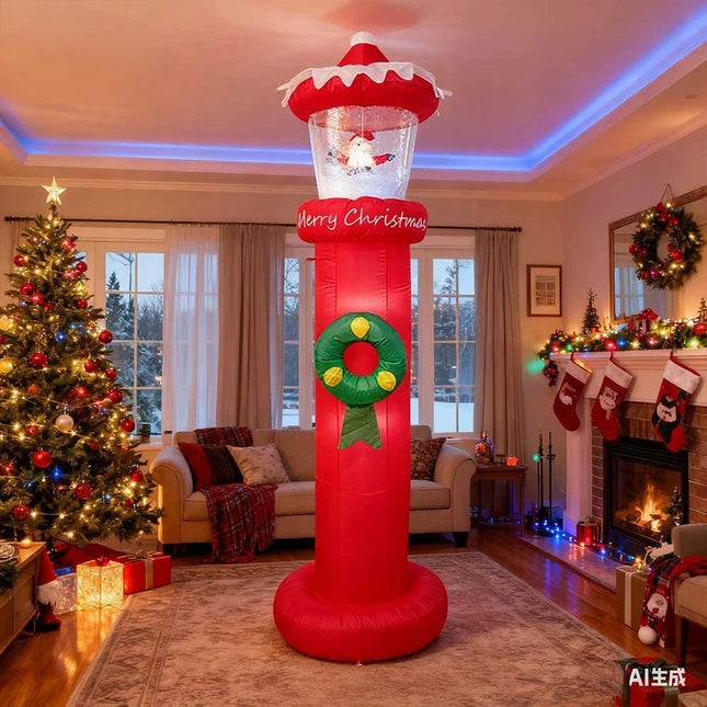 Christmas Inflatables Outdoor Decorations Magical Snow Blowing Door Lighthouse