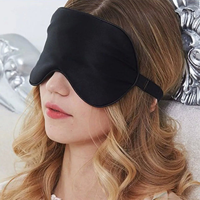 100% Pure Silk Sleeping Eye Mask Sleep Soft Blindfold Lights Out Travel Relax Black