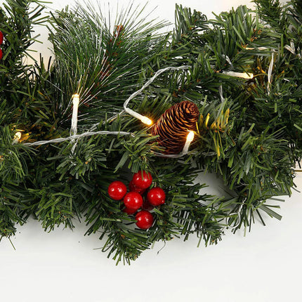 1.8M Christmas Garlands with Pinecones Red Berries Artificial Christmas Wreaths